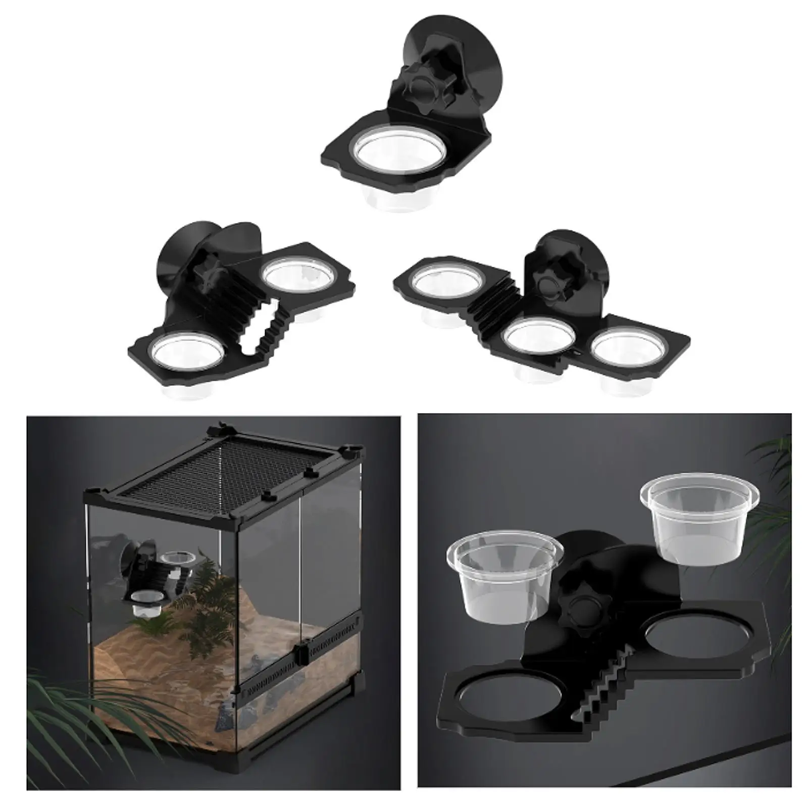 Reptile Feeder with Suction Cup Food Feeding Dispenser Convenient Functional Lightweight Feeding Cup for Frog Small Pet Gecko