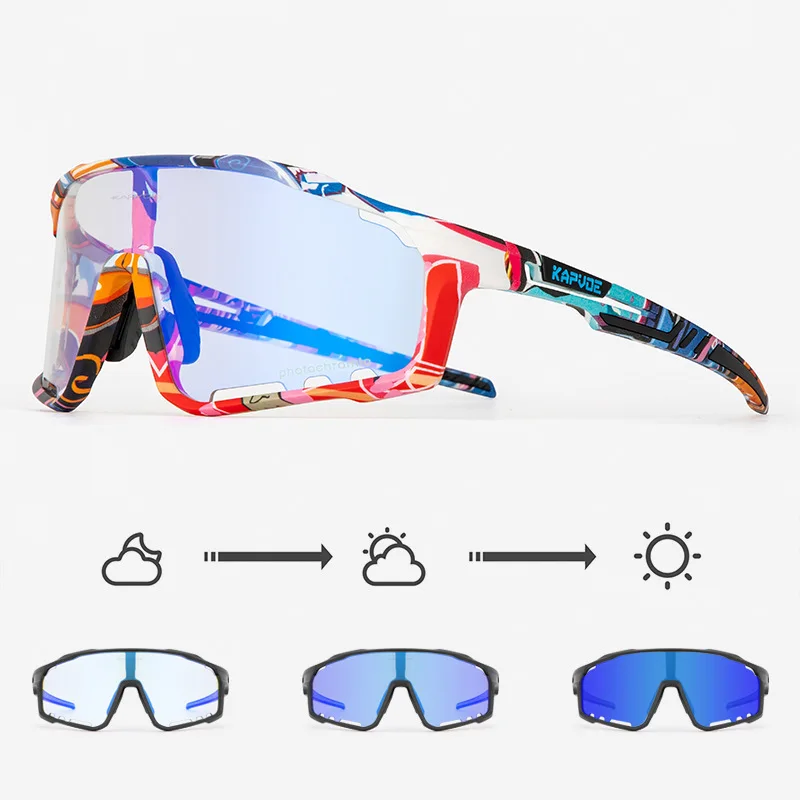 Photochromic Men Women Sport Bike Discoloration Goggles MTB Eyepieces Cycling Sunglasses Fishing Running Glasses Bicycle Eyewear