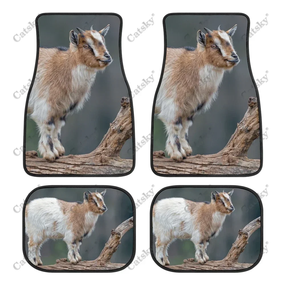 

goat animal Car Floor Mat Vintage Black Carpet Anti-Slip Rubber Mat Pack of 4 Auto Accessiores for Car SUV Van