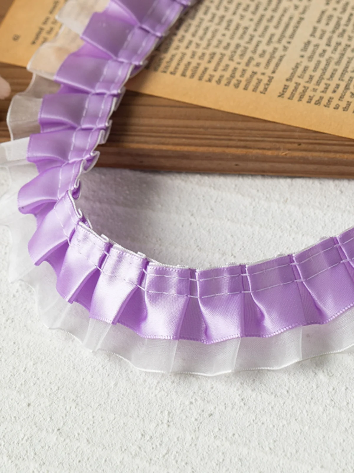 5Meters Elegant Party Dresses 2024 Purple Lace For Diy Pleated Lace Ribbons Trim Needlework Decoration Apparel Sewing Supplies