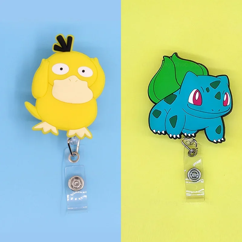 Pokemon Pikachu Psyduck Cartoon Retractable ID Lanyard Cute Badge Reel Name Tag Card Holder Clip Doctor Nurse Credential Holder