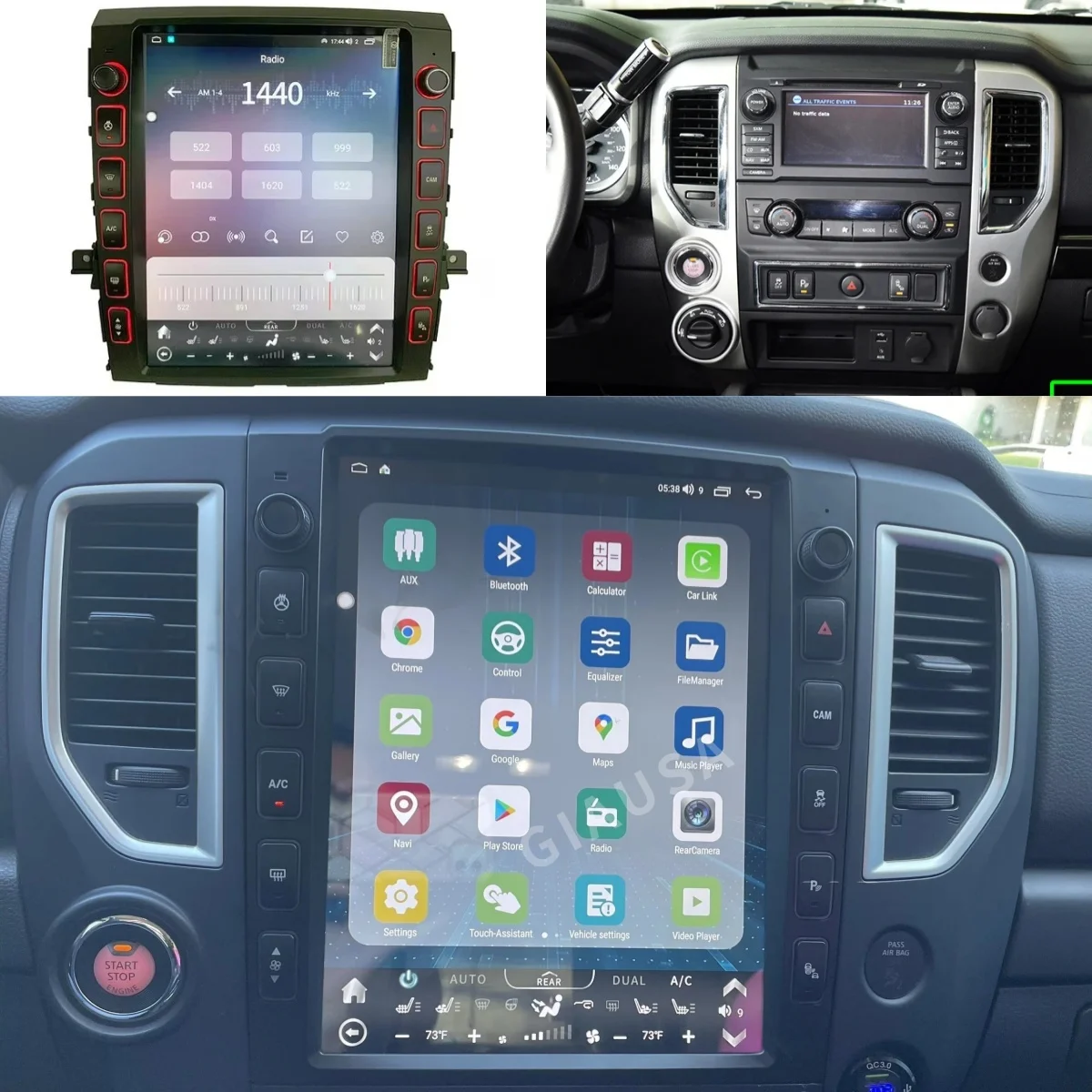 12.1 بوصة أندرويد 13 راديو السيارة ل 2016-2019 نيسان تيتان Carplay نظام تحديد المواقع والملاحة السيارات ستيريو مشغل وسائط متعددة رئيس وحدة