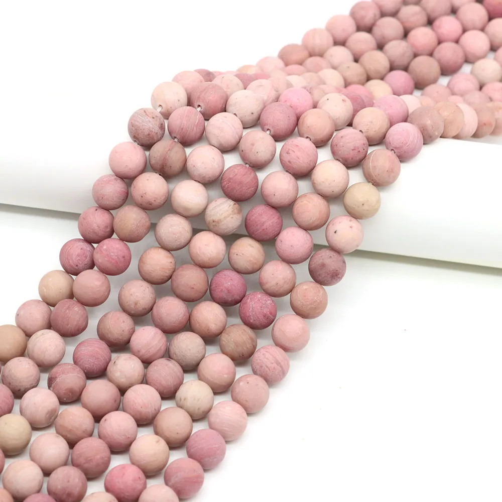 Natural Stone Matte Pink Rhodonite Round Beads for Jewelry Making Perles Gem Loose Beads Diy Bracelet Necklace 15'' 4/6/8/10mm