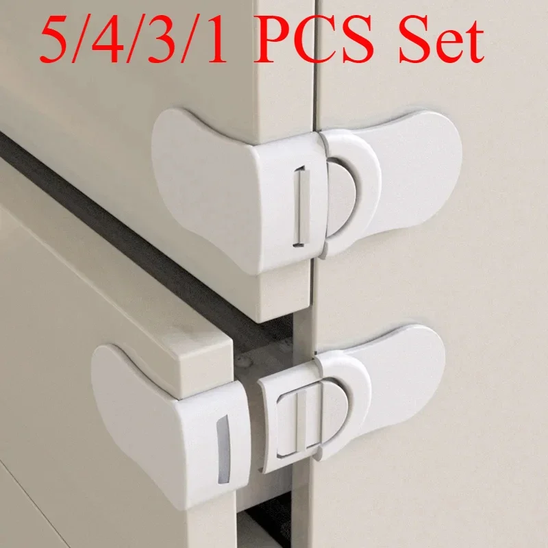 

5/4/3/2/1 PCS Baby Safety Drawer Lock Anti-Pinching Hand Cabinet Drawer Locks Plastic Safety Buckle for Children Kids Protection