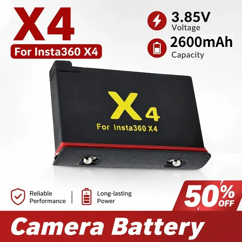 

3.85V 2600mAh Camera Batteries for Insta360 X4 for DJI Panoramic Action Cameras Fully Decoded Battery Long Battery Life