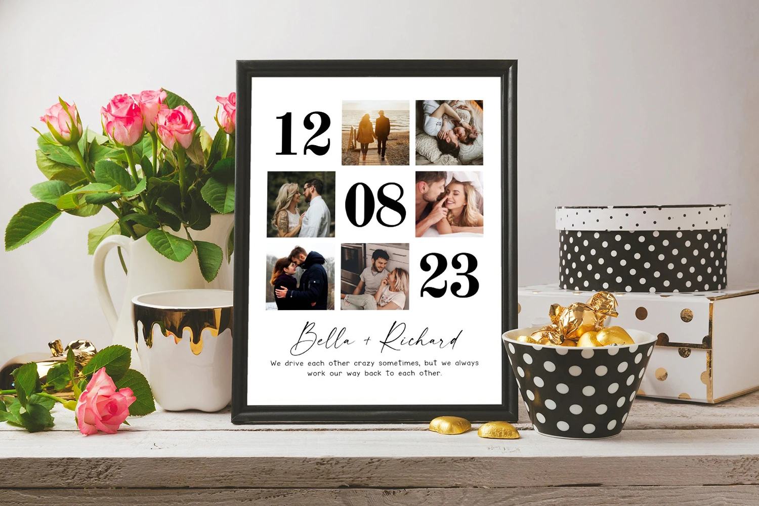 مخصص الزفاف هدية للذكرى السنوية شخصية زوجين الأسرة صور الحاضر المشارك غرفة ديكور المدخل المنزل طلاء جدران لا الإطار #2