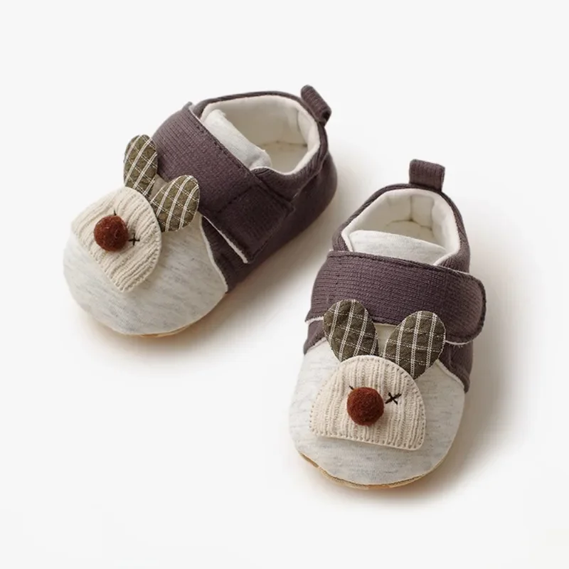 

Повседневная детская обувь для первой ходьбы с дизайном «Маленький медвежонок», удобная хлопковая домашняя обувь без шнуровки на мягкой подошве с противоскользящей подошвой для малышей