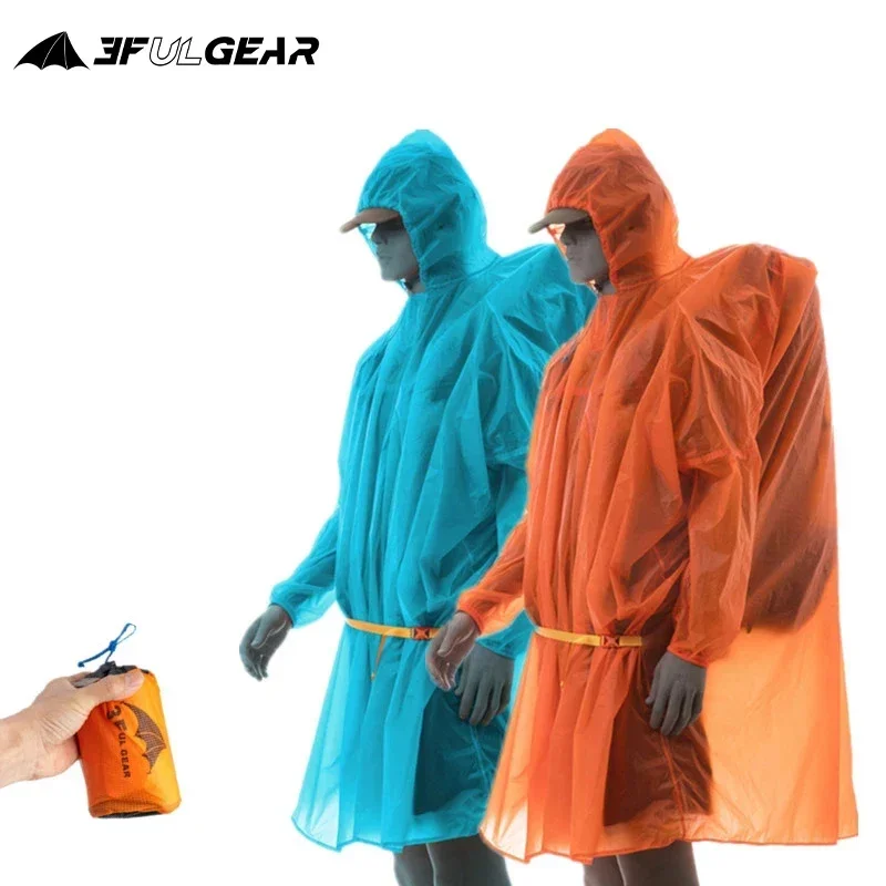 3F UL GEAR Outdoor Raincoat 3-in-1Ultralight Camping Fishing Hiking RainJacket Rainwear 15D Silicone Rain Coat Camping Equipment