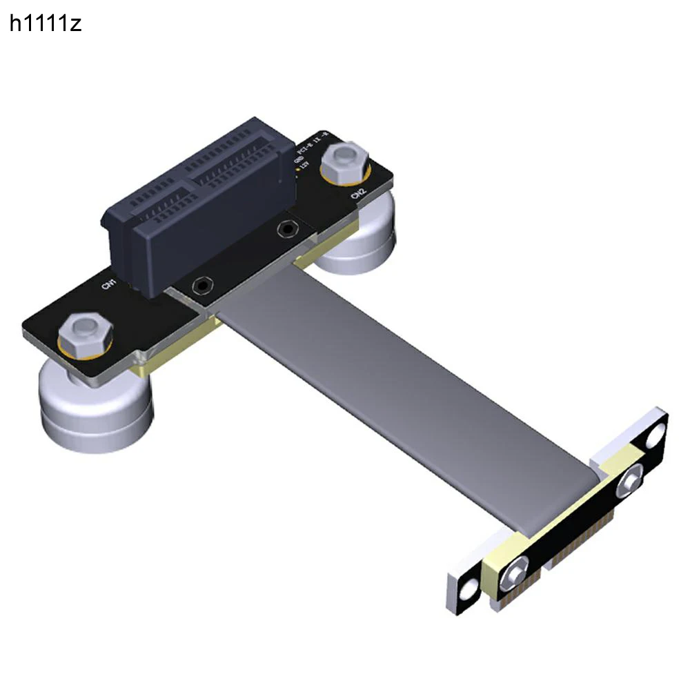 Pcie riser de alta velocidade pci express 3.0 1x cabo flexível adaptador de porta de extensão de cartão riser duplo vertical 90 graus + pé magnético