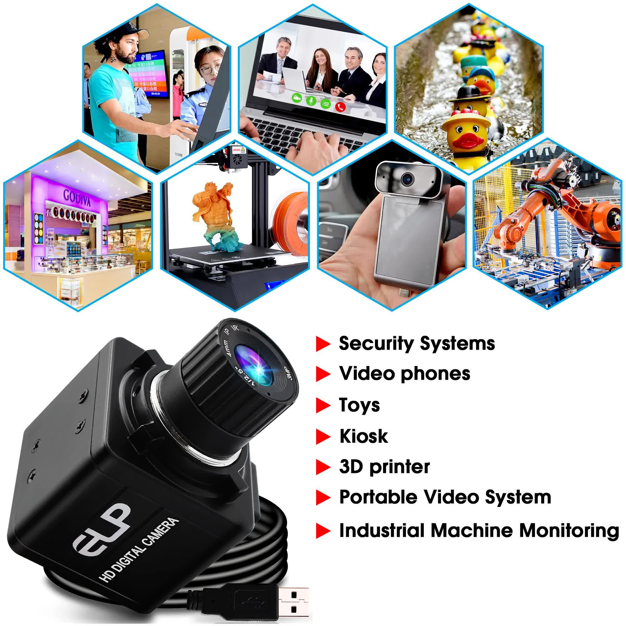 SVPRO 13MP USB Camera Manual 4/6/8mm CS Lens CCTV Security Camera mini PC Cam Webcam Camera Industrial scanning video recording