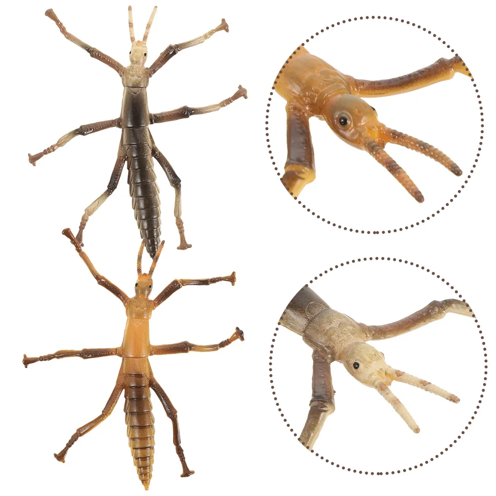 시뮬레이션 스틱 곤충 모델 슬러그 I 곤충 조각상, 곤충 인식 모델 피규어, 교육 컬렉션, 어린이, 2 개
