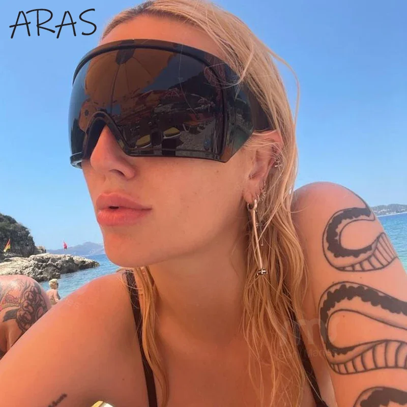 

Oversized Punk One-piece Sunglasses Women Men Goggle Big Frame New Designer Brand Fashion Sun Glasses Y2k Sports Shades Eyewear