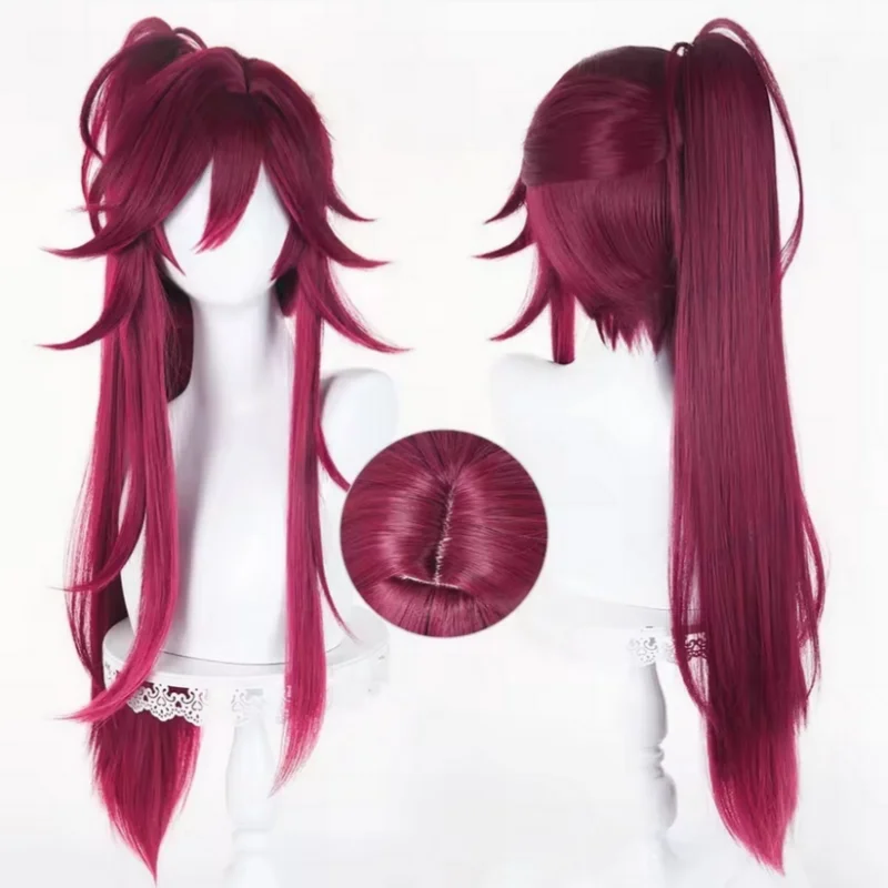 

Anime ES Madoka Nozomi Long Mixed Wine Red Cosplay Anime Wig Heat Resistant Synthetic Hair Halloween Party Wigs + Wig Cap