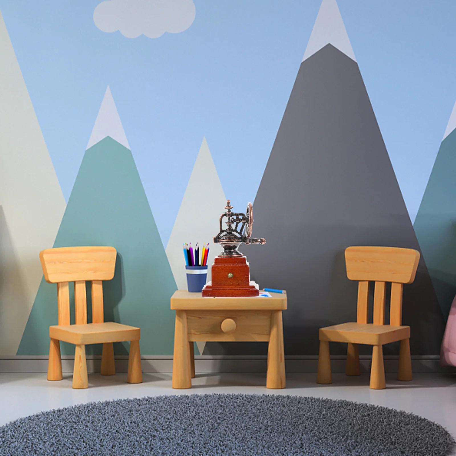 Mini Coffee Machine Decorative Retro Style for Dollhouse Kitchen Realistic Design Lightweight Home Ornament Mini House Accessory