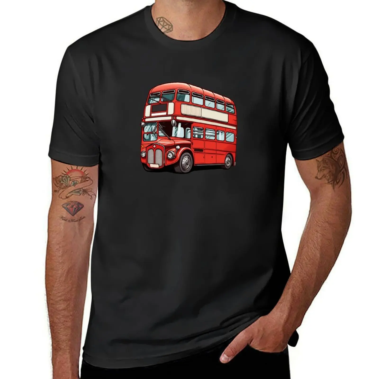 

London Bus T-Shirt summer tops quick drying plain plain white t shirts men