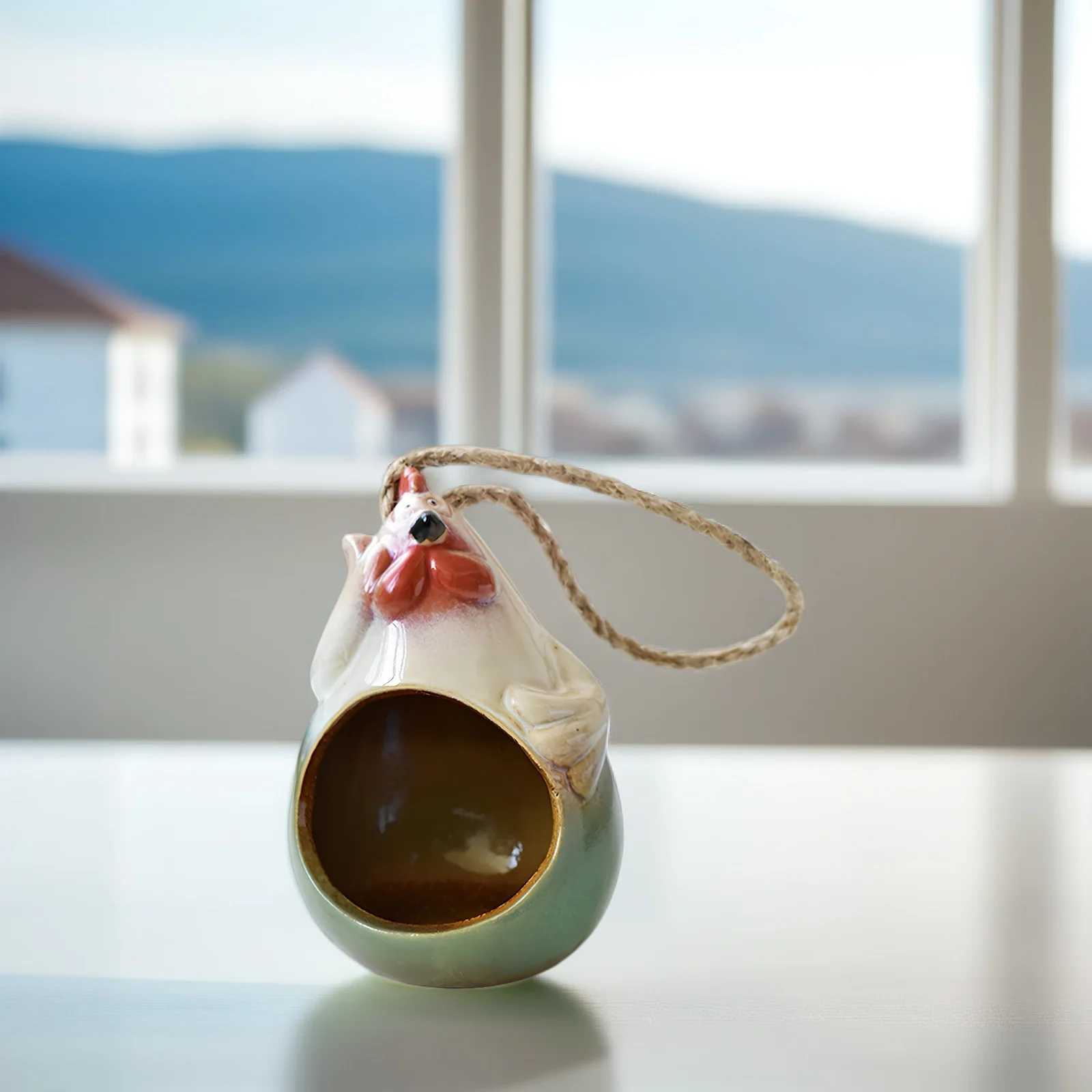 

2pcs Ceramic Flowerpot Rooster Design Wall Mounted Hydroponic Plant Pot For Garden Balcony Office Decorative Gardening Plants