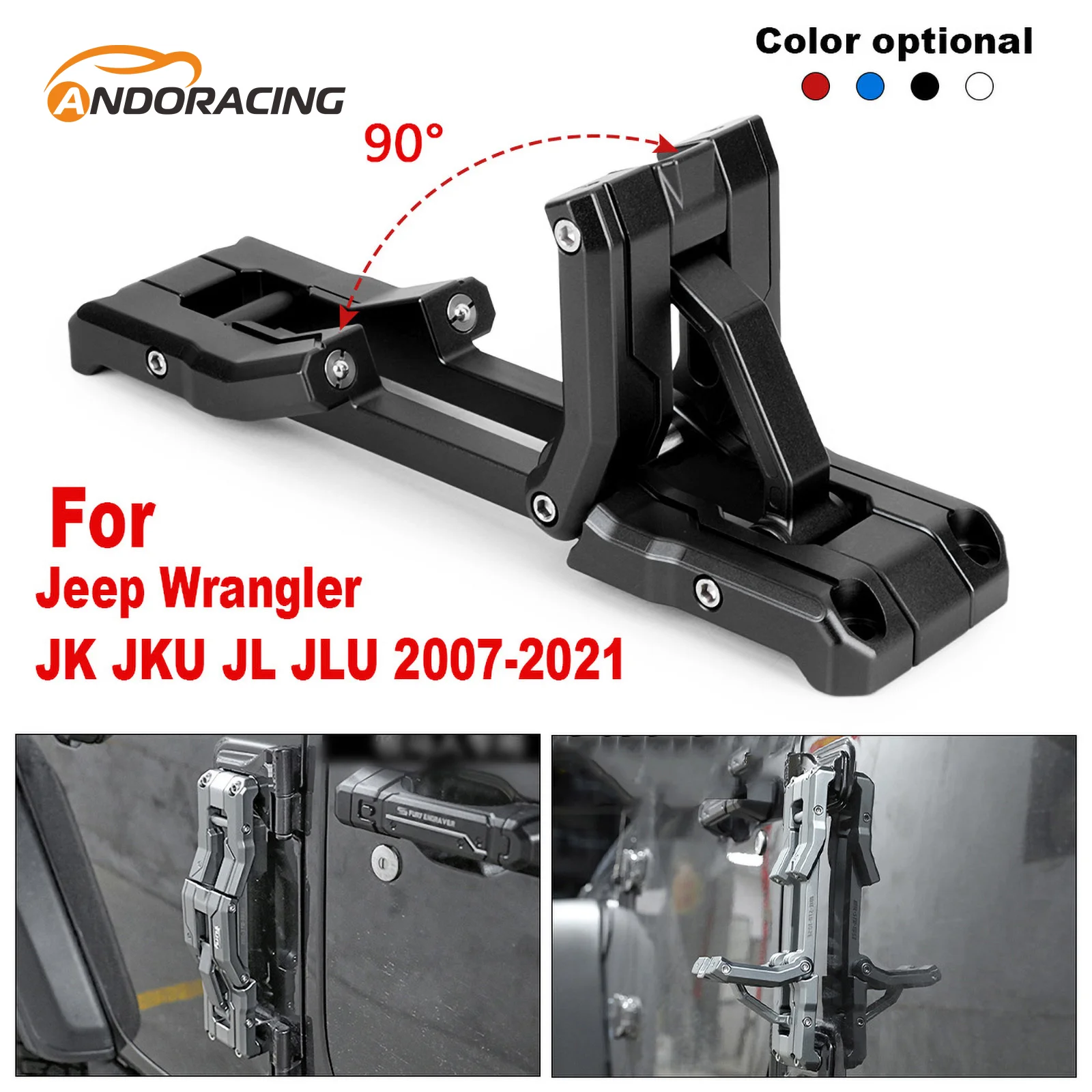 Door Hinge Step Heavy Duty Aluminum Footboard Foldable Car Folding Stepping Ladder for Jeep Wrangler JL JLU JK JKU 2007-2021
