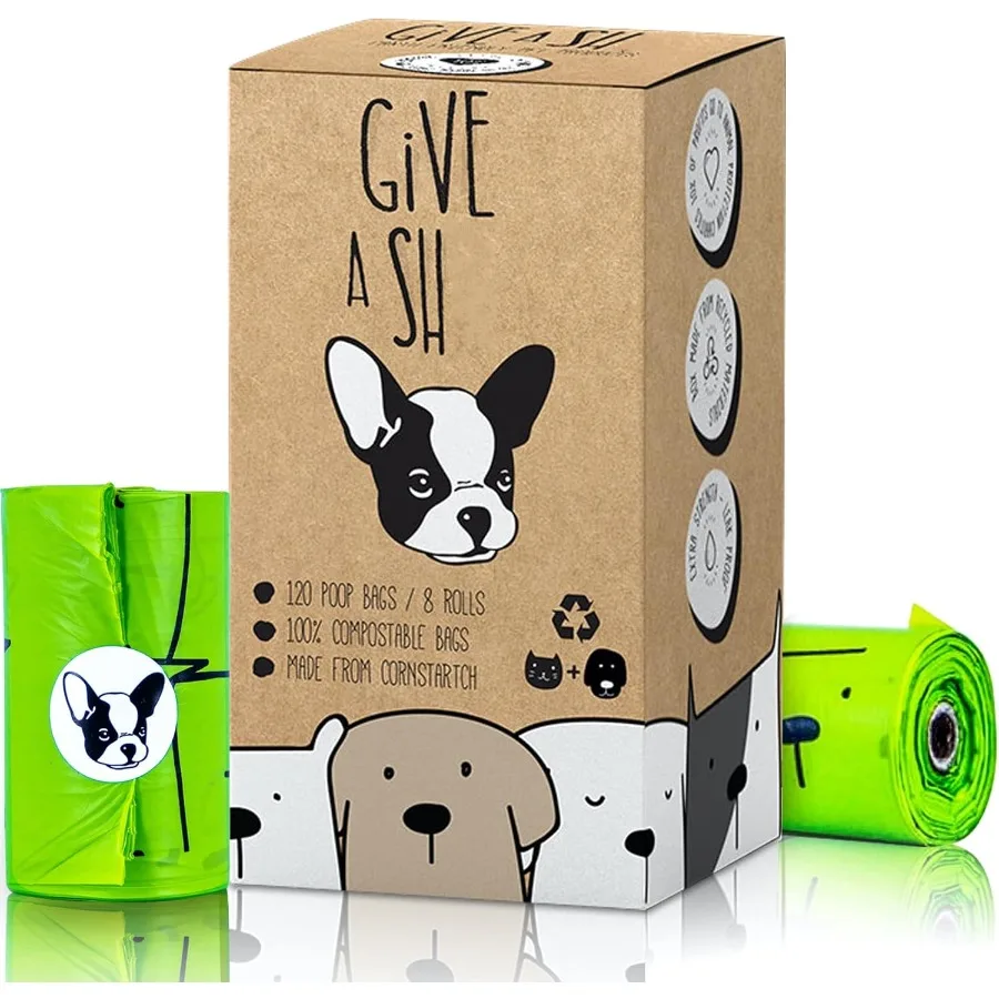 

100 Certified Home Compostable Dog Poop Bags 10 to Charity ASTM D6400 EN 13432 Compliant 120 x Plant Based Compostable Poop Bag