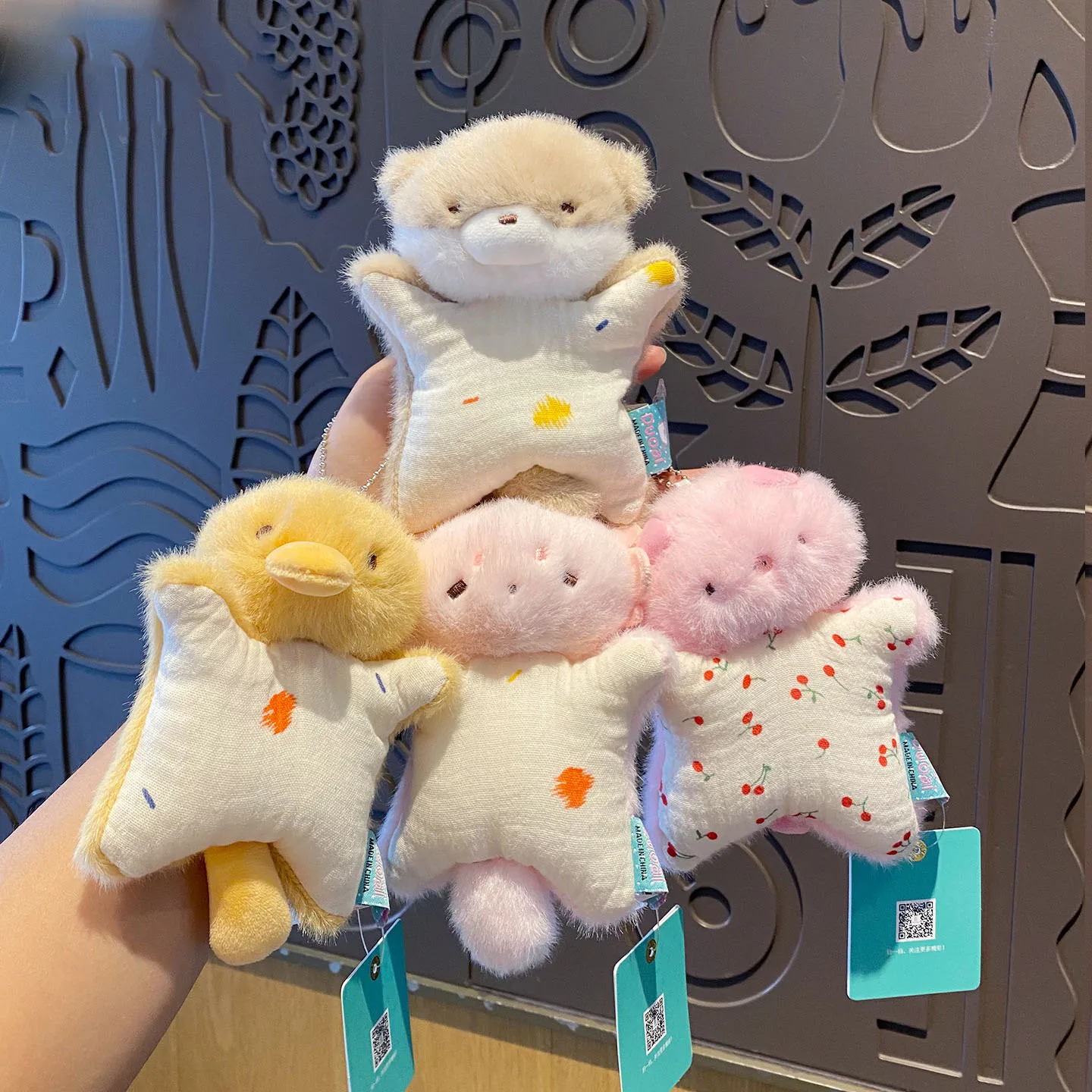 Kawaii Squishy Plush Otter Piglet Rabbit Keychain Soft Bean Bag Stress Reliever Stuffed Animal Keyring Squeeze Toys Key Chain view 2