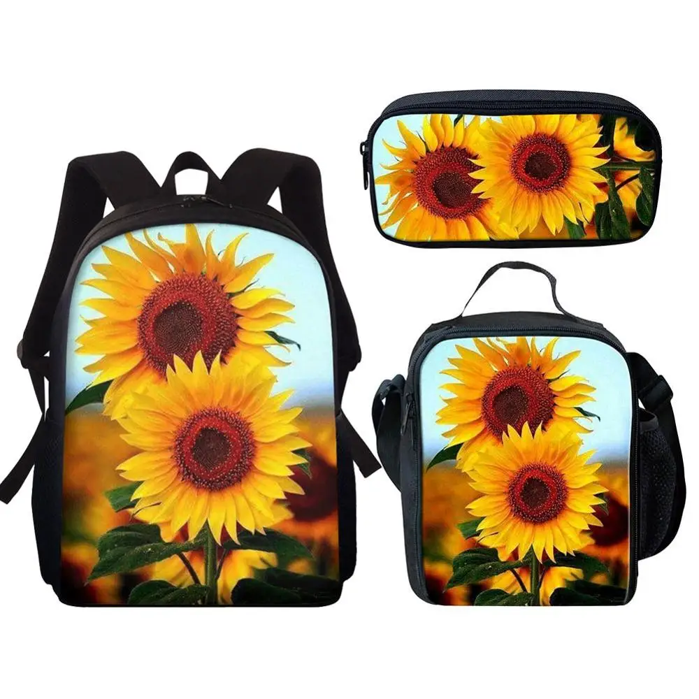 Trendy Youthful Novelty You are my Sunshine 3D Print 3pcs/Set Student Travel bags Laptop Daypack Backpack Lunch Bag Pencil Case