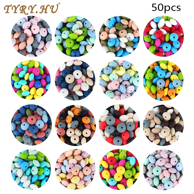 

50pc/lot Silicone Lentils Beads Baby Teething Chew Necklace Making Food Grade Silicone Teether Beads BPA FREE