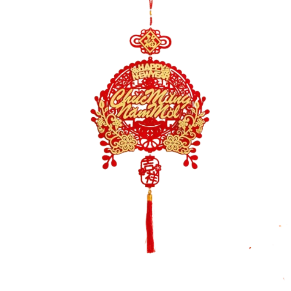 

Chinese Style Vietnamese New Year Pendant Traditional Blessing Vietnam Lucky Ornament Red with Tassel Fu Character Pendants