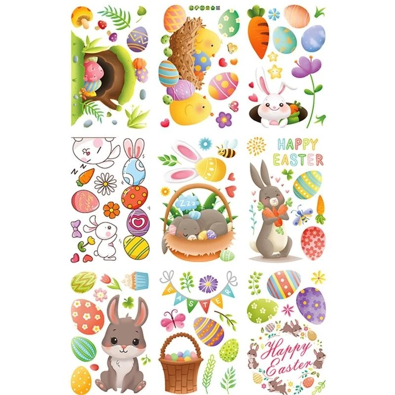 

090B Easter Stickers Egg Pattern Stickers Durable Paper Made Delicate Decoration