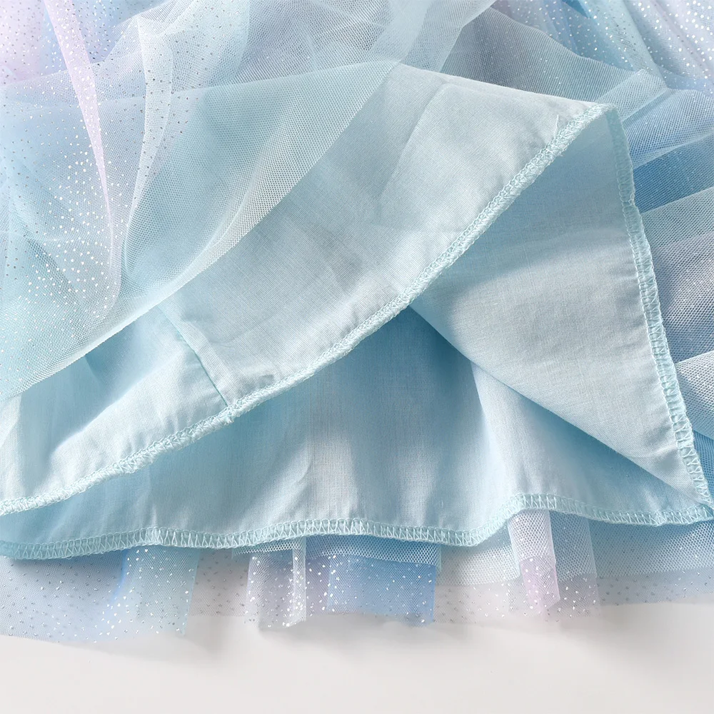 VIKITA Toddlers Girls Princess Dress Kids Mouse Print Tulle Sleeveless Summer Casual Party School Elegant Blue Frocks Outfit view 5