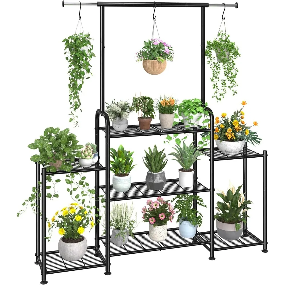 Simple Trending Plant Stand Indoor Outdoor, Metal 3 Tier Tall Hanging Shelf, Plant Shelves