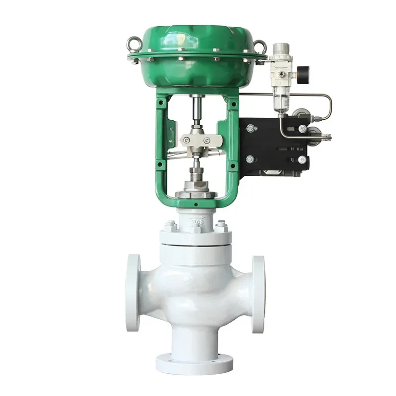 Pneumatic three-way converging control valve stainless steel shunt mixed oil steam flow proportional control valve