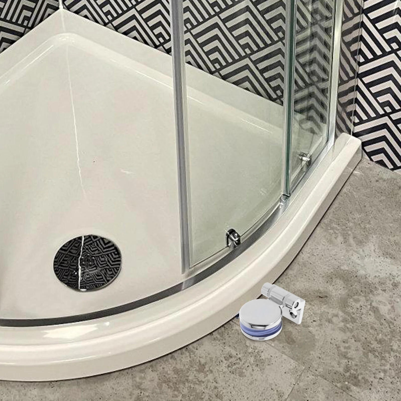 

Glass Door 180 Degree Round Metal Fastening Frameless Single Side Hinge Shower Hinge for Bathroom Kitchen Cabinet Doors