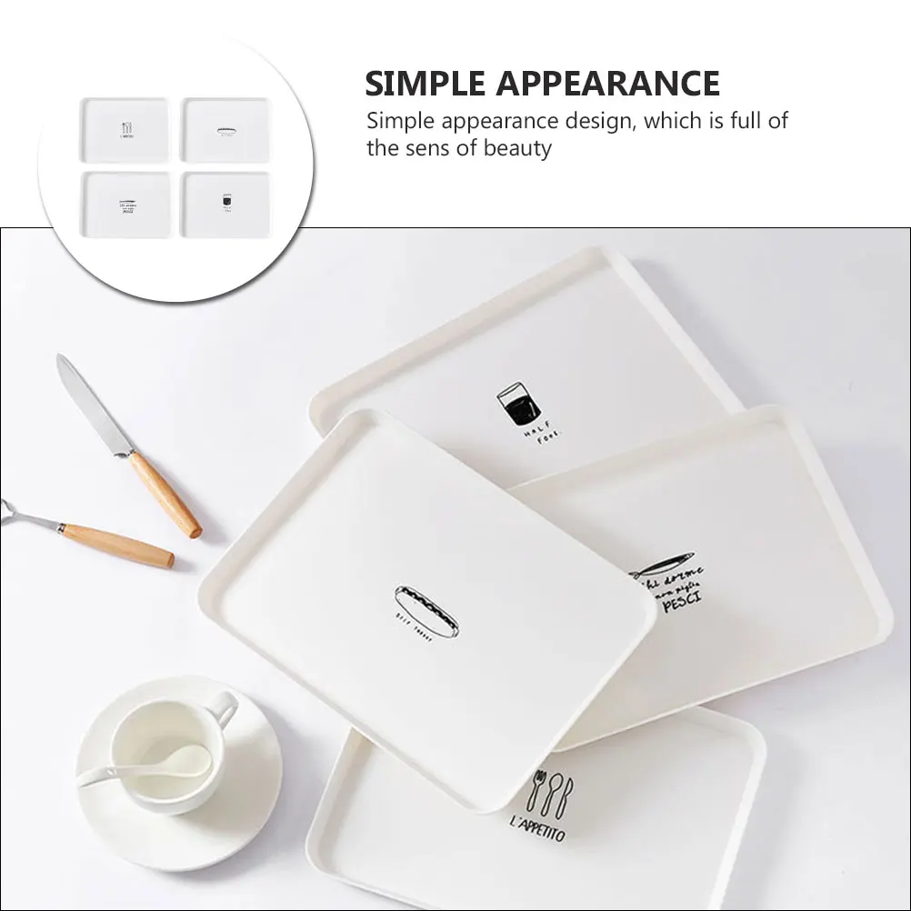

4 Pcs Nordic Style Plate Snack Tray Food Service Simple Design Cake Dessert Place Outdoor High Quality Material