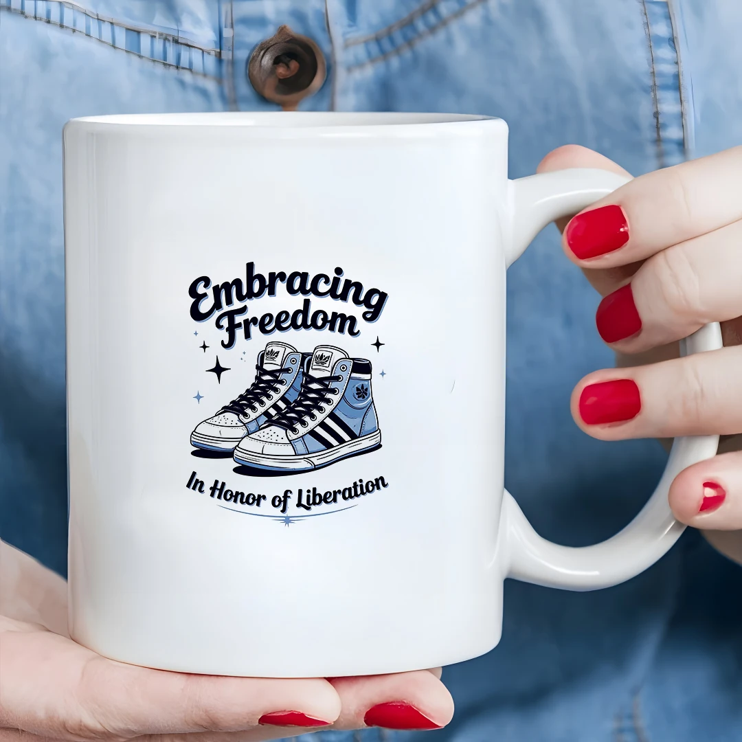 

Embracing Freedom 11OZ HighTop Sneakers Blue White Striped Laces Limited Edition Liberation Shoes Christmas Gift Stylish Casua