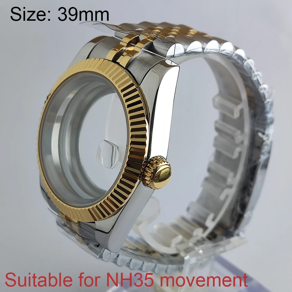 

39mm NH35 Case 28.5mm Dial Flat Magnifying Glass Single Calendar Stainless Steel Sapphire Glass Suitable For NH35 Movement