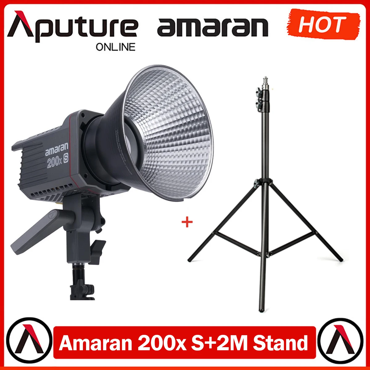 Aputure Amaran 200x-S+2M Light Stand, 65W Bi-color 2700K-6500k Bowens Mount App Control COB LED Video For Photography Light