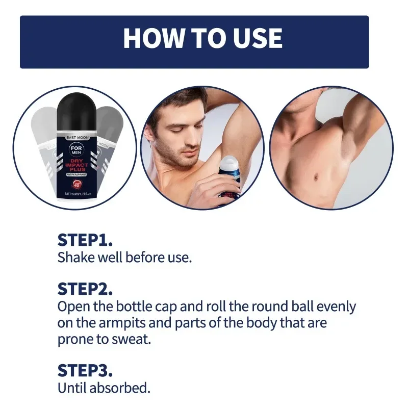 Armpit Antiperspirant for Men Roll-on Sweating Odor Remover Underarm clean Body Deodorant Stick Fast Dry Lasting fragrance