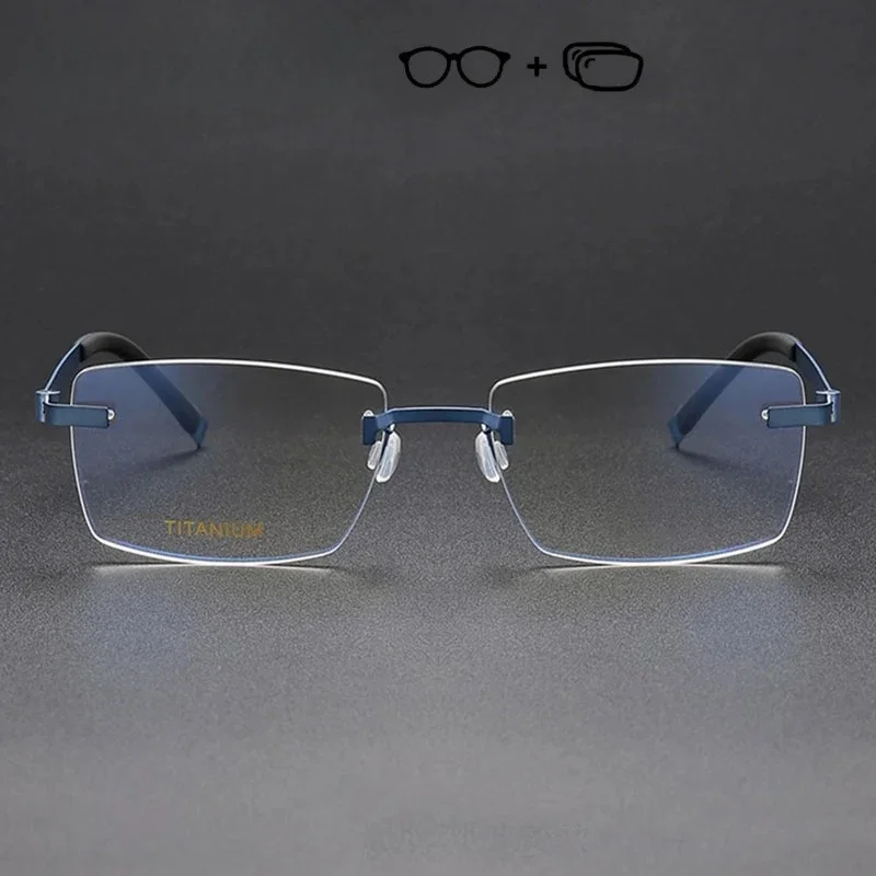 Ollymurs Rimless Eyeglasses Men Optical Myopia Hyperopia Prescription Glasses High-quality Brand Designer Pure Titanium Eyewear - view 3