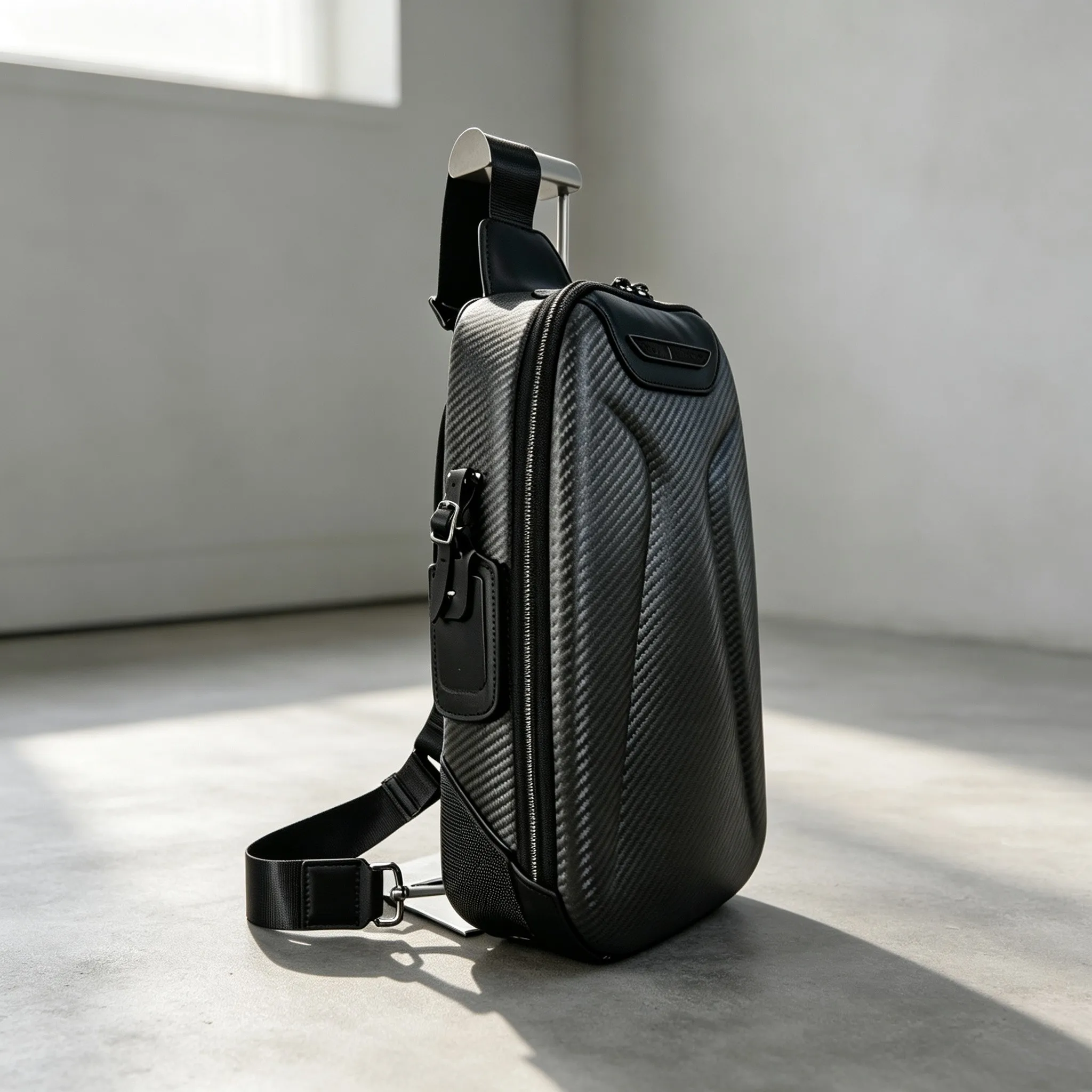 Men Business Casual Genuine Leather Chest Bag, Trendy Crossbody Single Shoulder Sling Pack for Everyday Carry