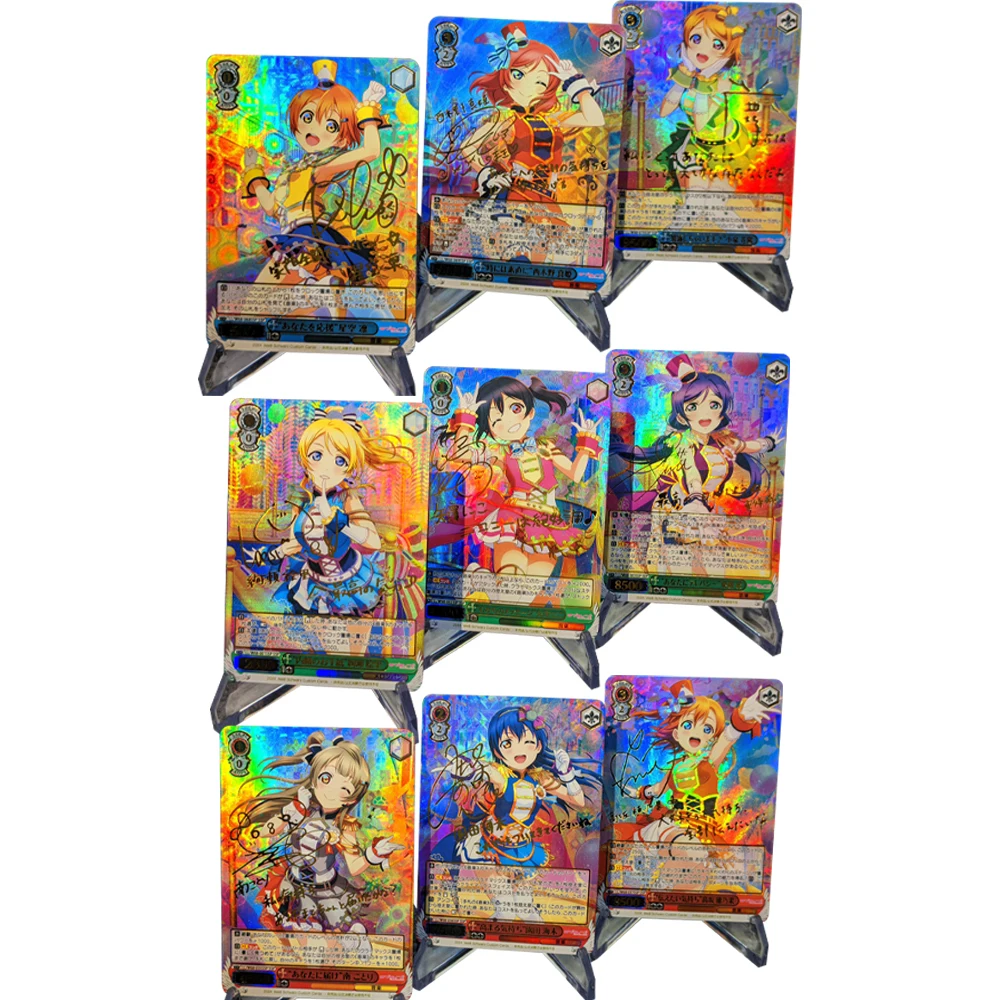 9Pcs/set WS Collection Cards Anime Love Live Honoka Kousaka Kotori Minami Signature Card Gilding Refractive Color Flash Gifts