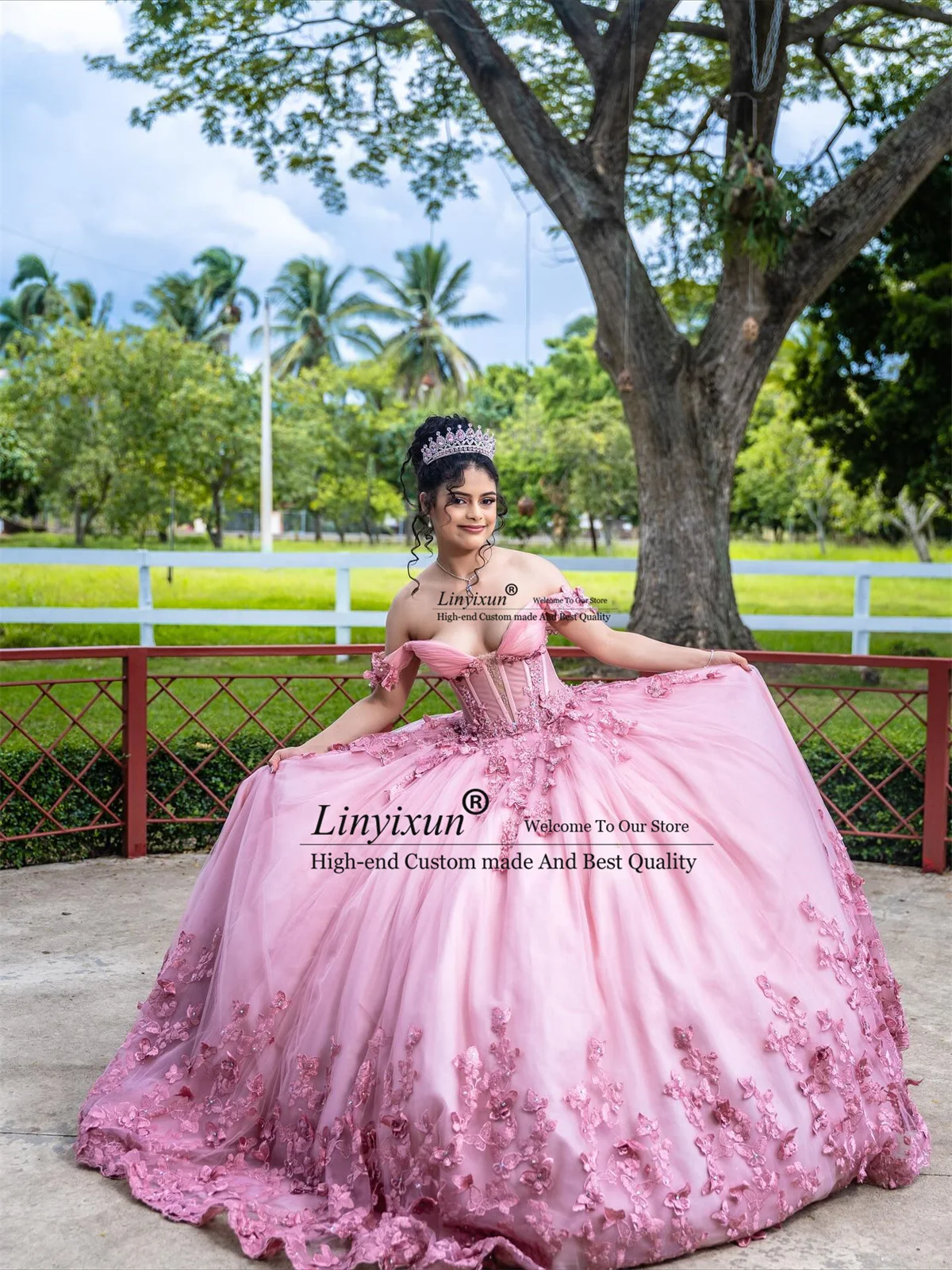 Princesa vestido de baile quinceanera com flutuadores 3d apliques rendas doce 16 vestidos aniversário mexicano vestido de 15 anos personalizado