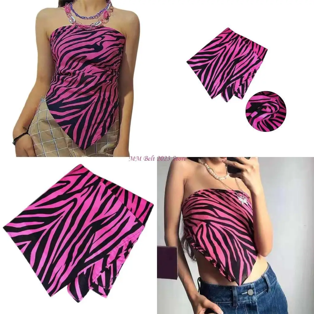 

49ME Women Handkerchief Zebras Headwrap Pink Zebras Bandan Y2kBandana Top Turban