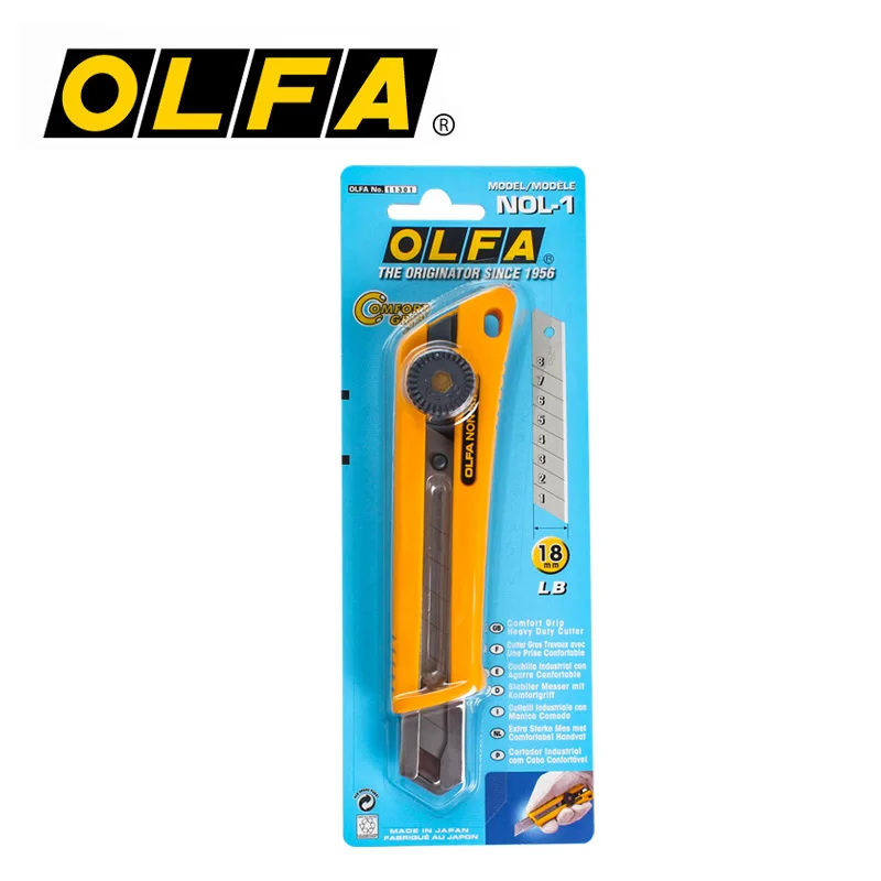 OLFA NOL-1 Comfort Grip Heavy Duty Cutter 18mm Utility Knife Wheel-Lock 148BG Cutting Knives Wallpaper Craft Model Tools