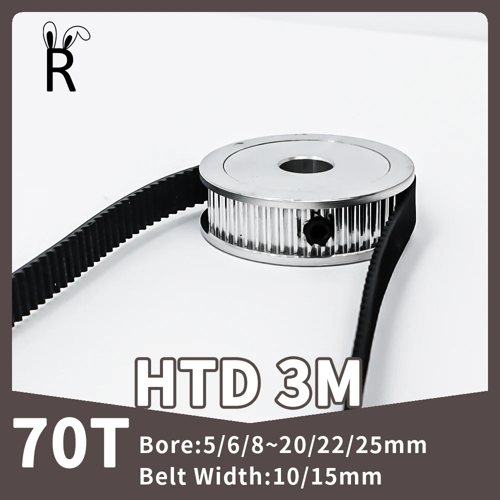 

70Teeth HTD 3M Synchronous Wheels Bore 5/6/8~20/22/25mm 3M Gear Belt Pulley Width 10/15mm 70T Pulley Wheels HTD3M Timing Pulley