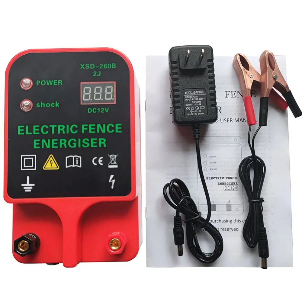 10KM Electric Fence Livestock High Voltage Pulse Controller Electric Fence Energizer LCD Voltage Display High-decibel Alarm