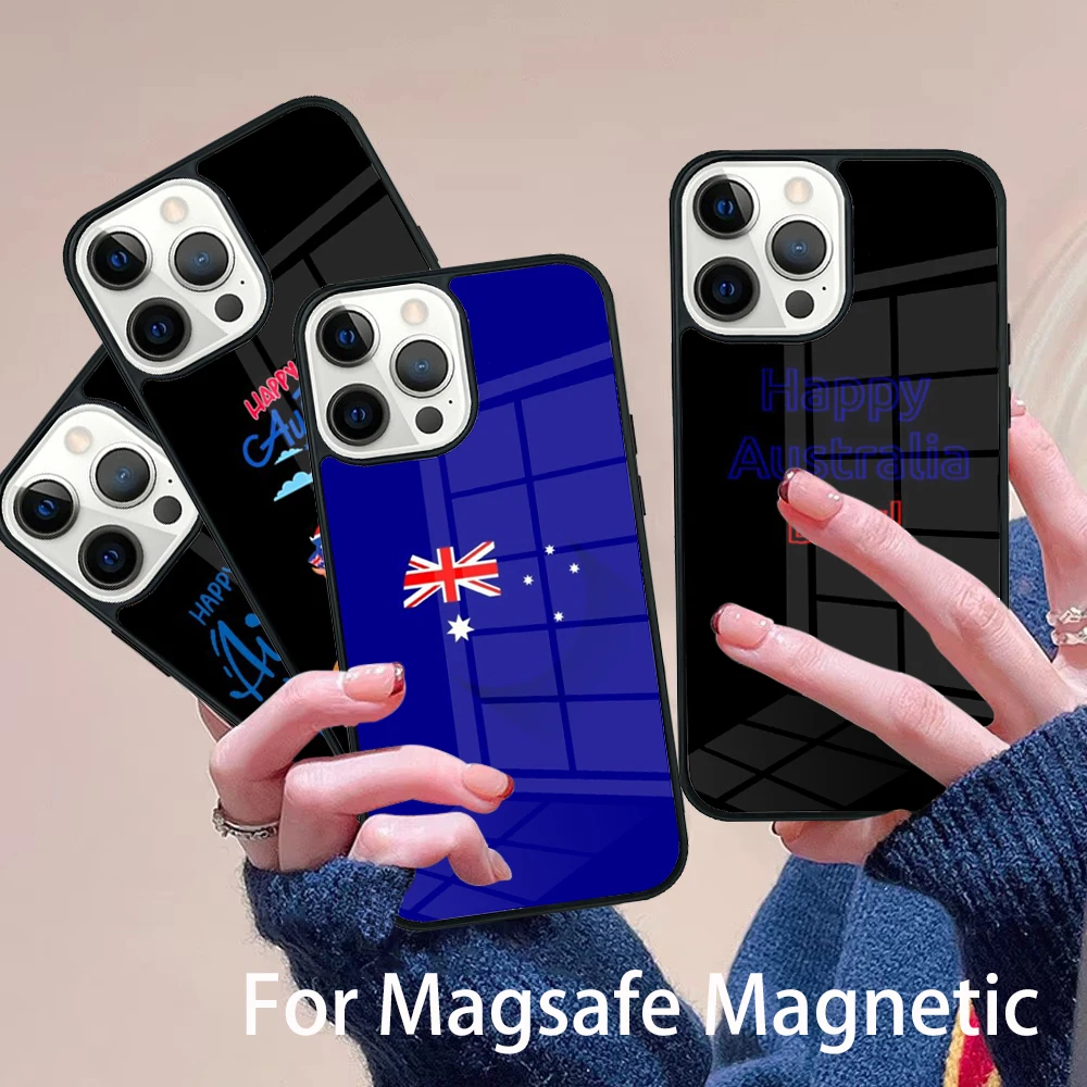 

Australia Flag Phone Case Magesafe Magnetic Wireless Charge Cover For IPhone 16 11 12 13 14 15 Pro Max Plus Mini