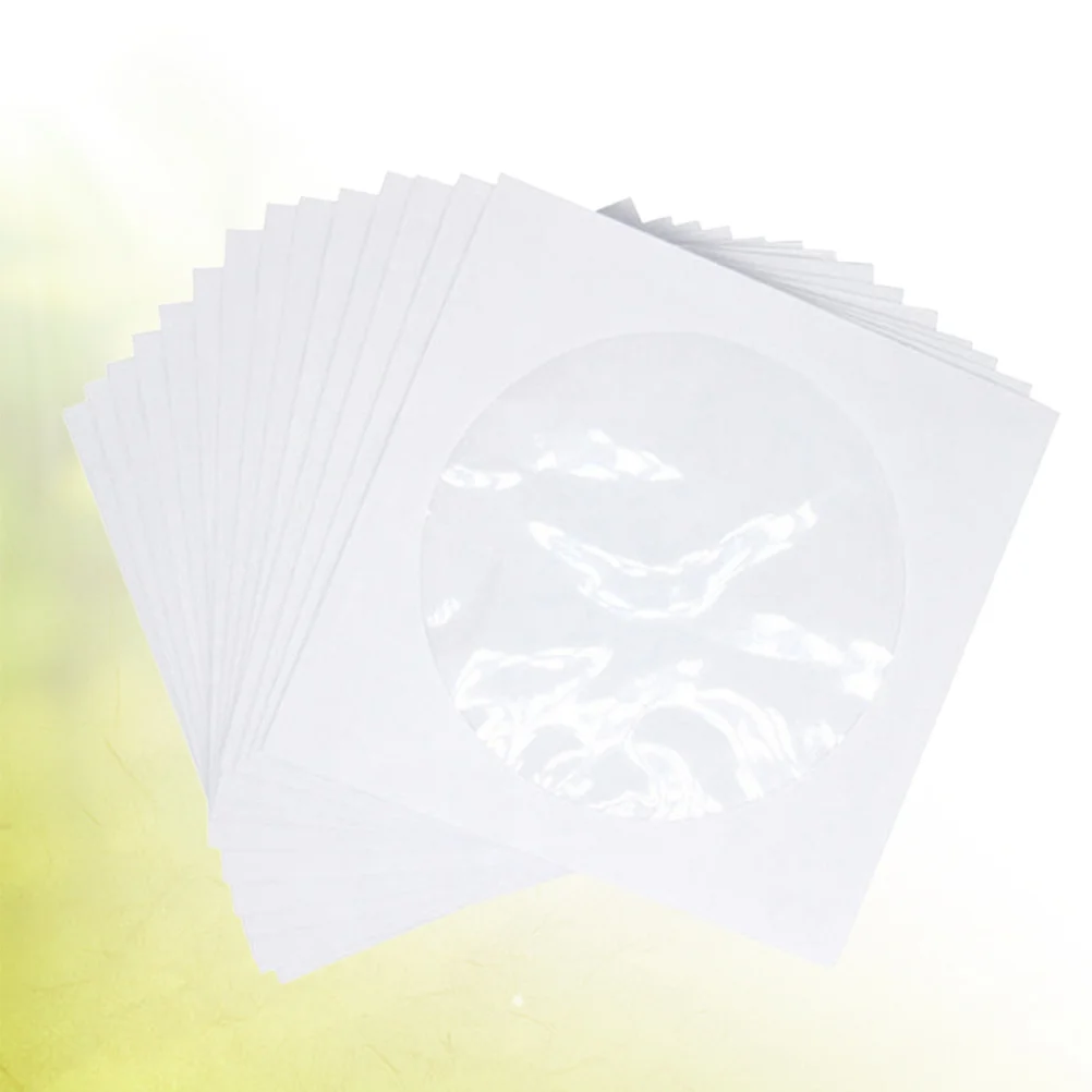 

100Pcs Cd Storage Bag Soft Paper Case Transparent Window Portable Size Cd Wallet Organizer Holder Video Storage Case Home