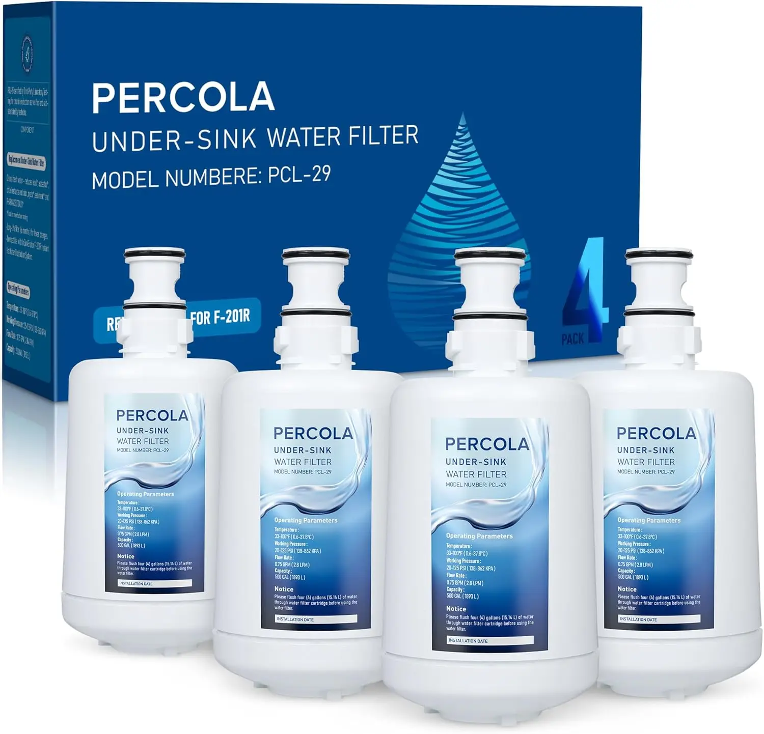 

Картридж для фильтра воды под мойку, емкость 500 галлонов, комплект из 4 сменных картриджей для диспенсеров горячей/холодной воды