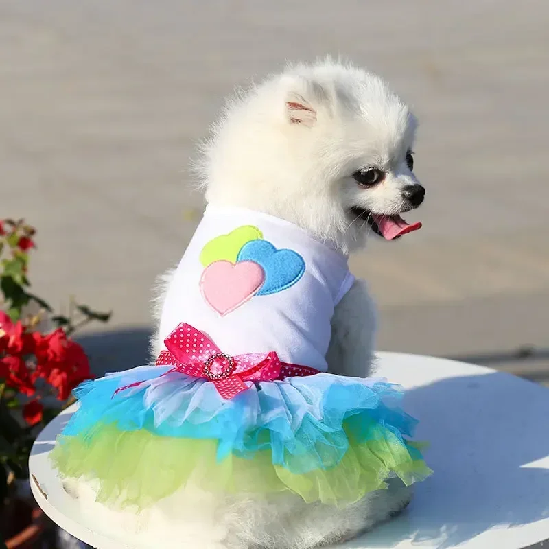 Dog Summer Dress Cat Lace Skirt Pet Clothing Chihuahua Stripe Skirt Puppy Cat Princess Vestuário Cute Puppy Clothe Dog Acessórios