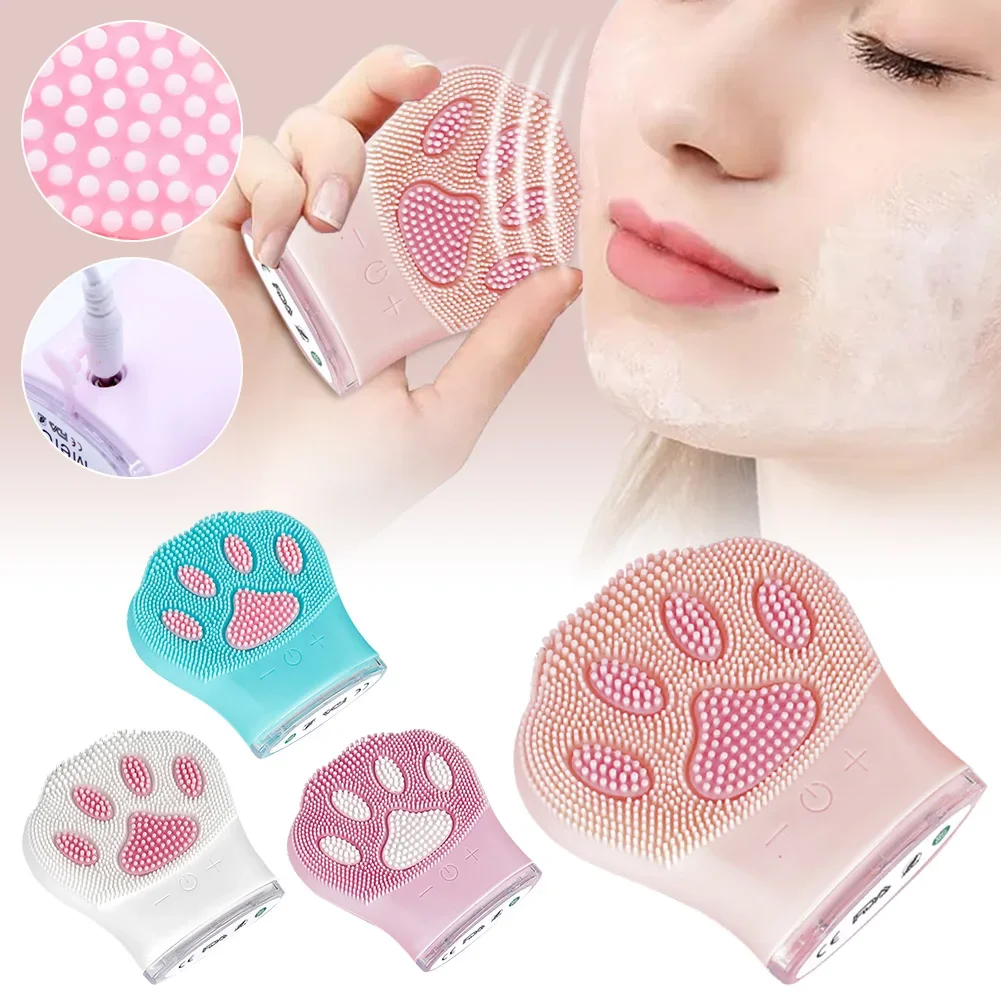 Facial Cleansing Brush Silicone Not Harm Skin And Cat Paw Shape Face Cleanser Exfolicator Massager Face Brush Pore Cleaning Tool