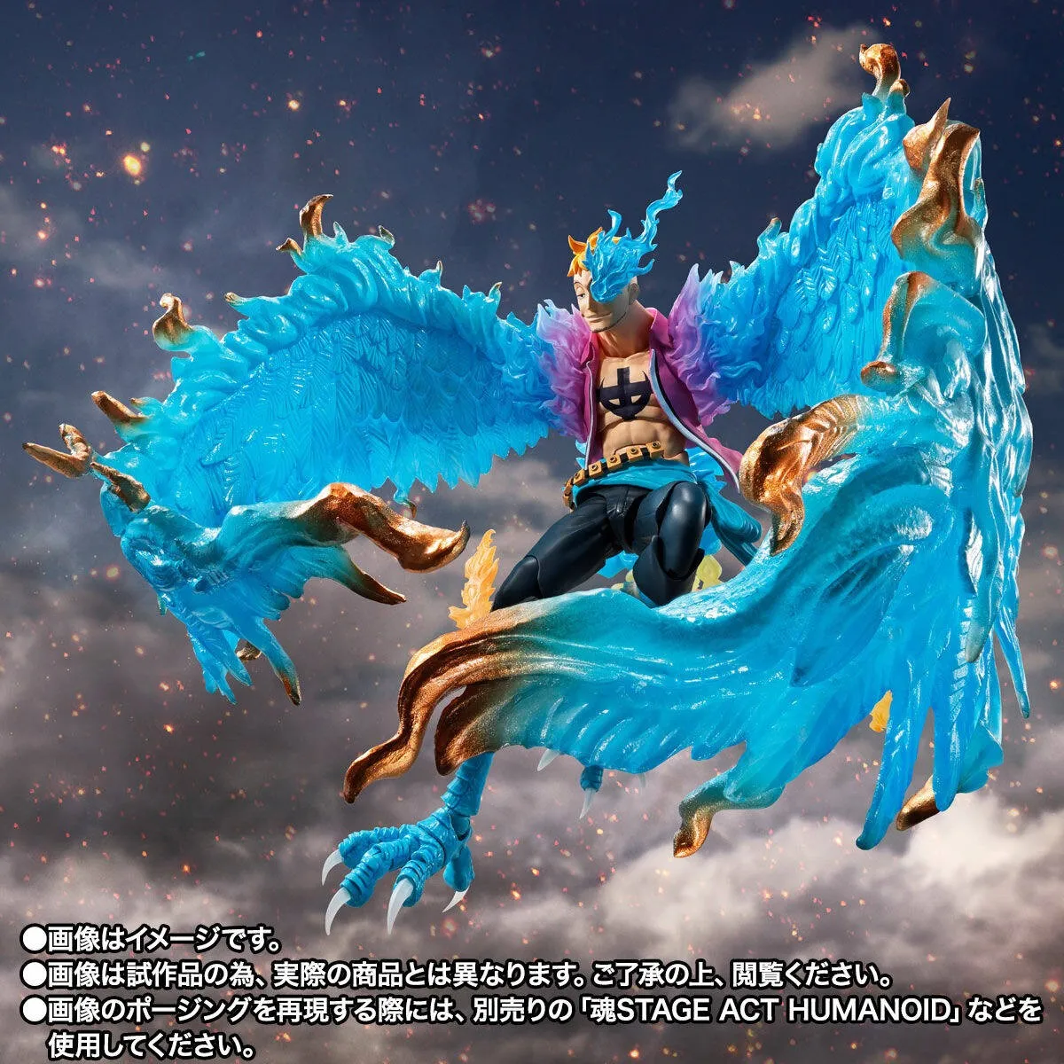 Bandai SH Figuarts One Piece Marco the Phoenix Marineford Figure 17cm Articulated Flame Wings Replaceable Parts Anime Collection